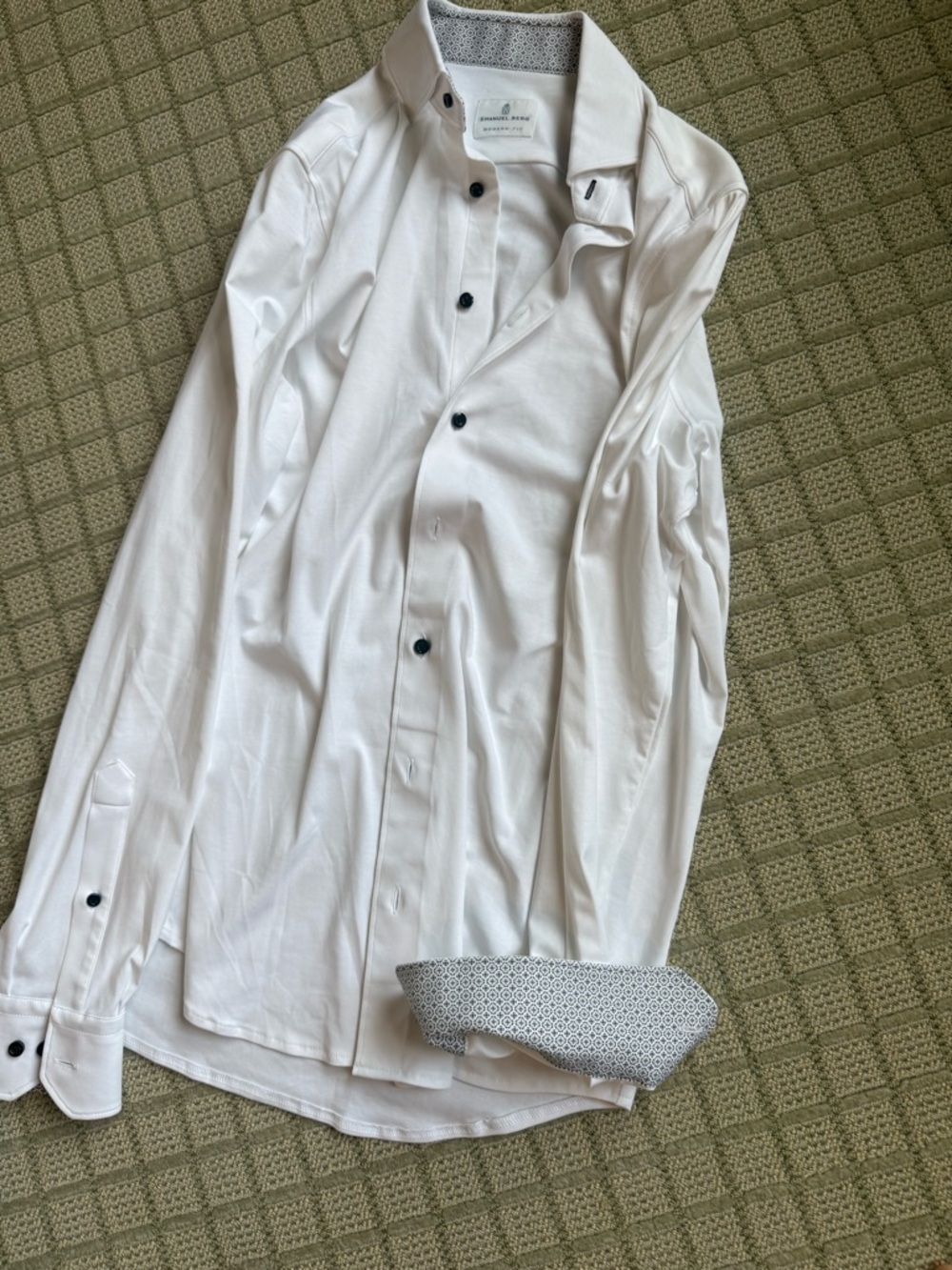 Emanuel Berg Slim Fit White Men’s Dress Shirt with design cuff